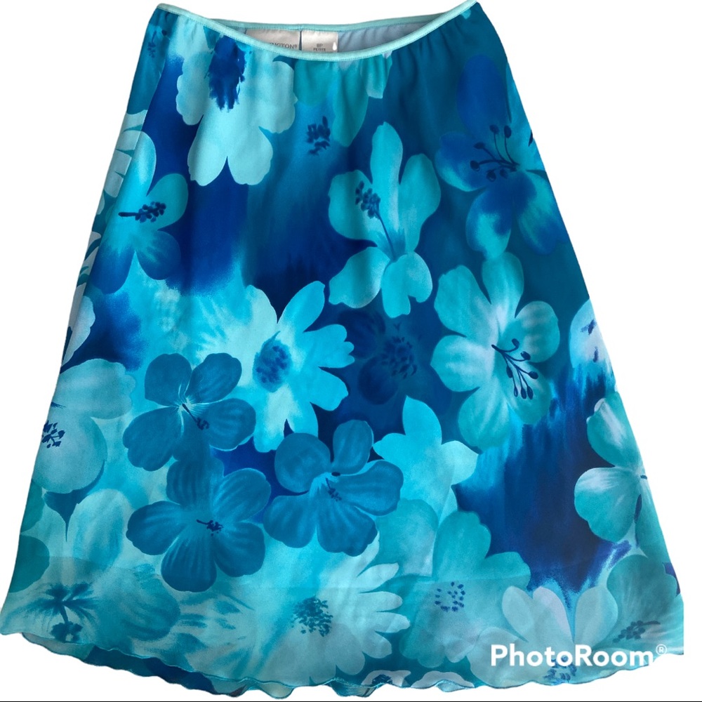 Vintage Blue Floral Skirt 8P